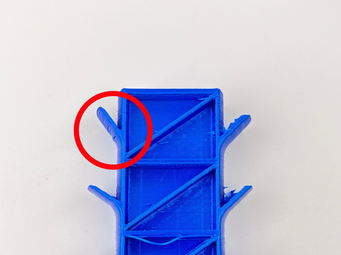Temperature tower showing poor layer adhesion from low temperature