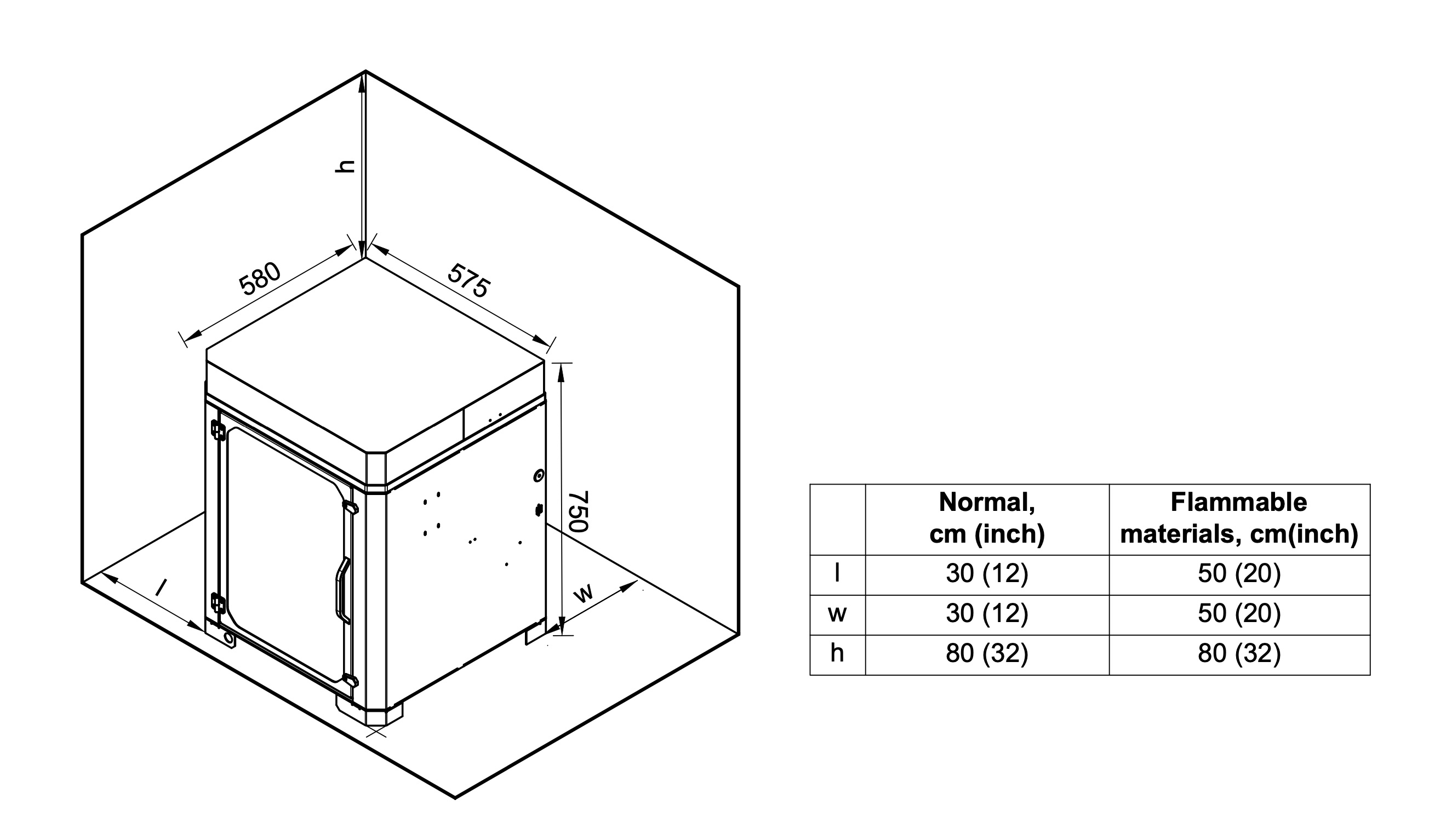 Vision Miner 22IDEX V4 dimensions diagram showing required clearances for installation