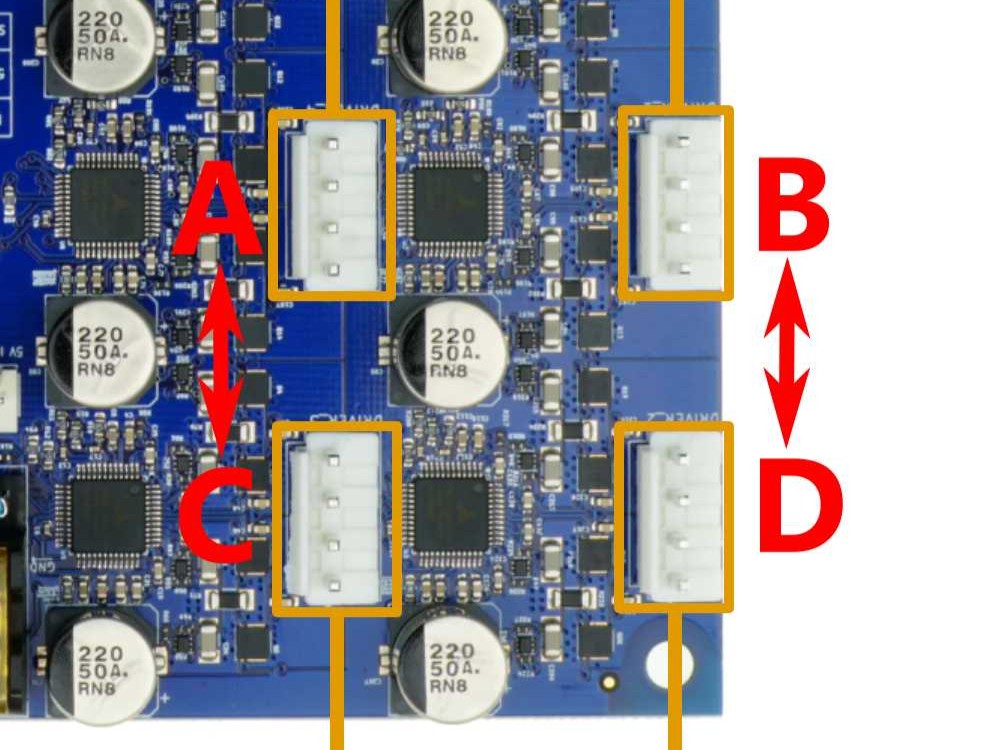 Diagram – Y motor driver swap: ports a to c and b to d