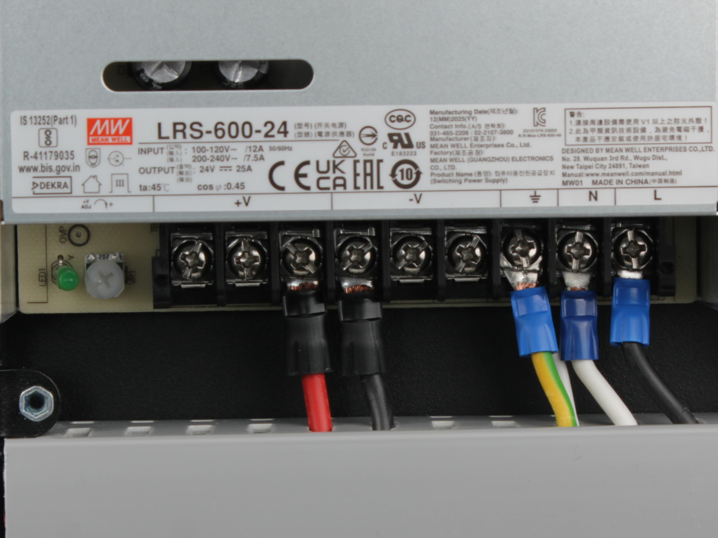 All wires reconnected to the new PSU terminals