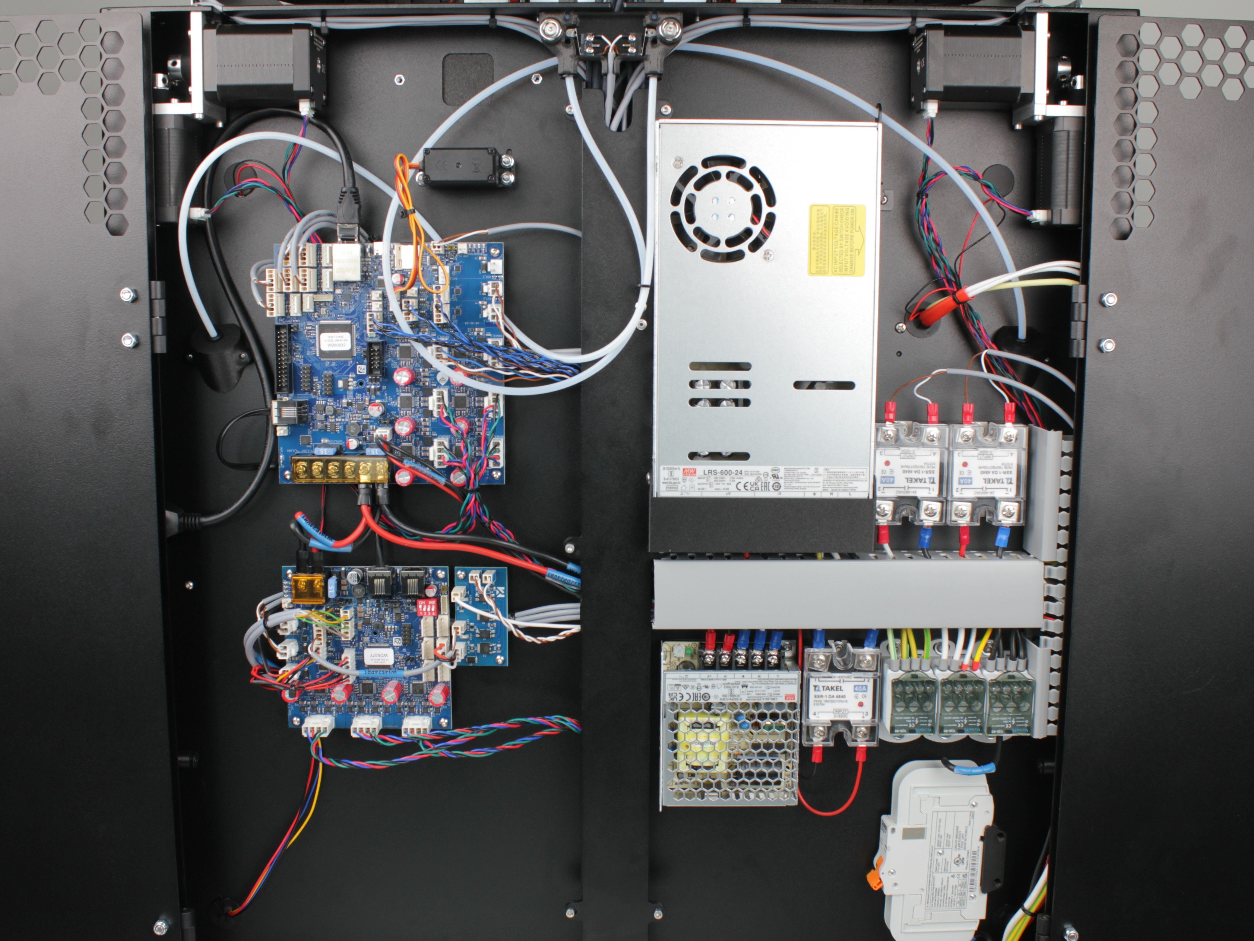 Rear electronics bay open, 24V PSU in mounting position