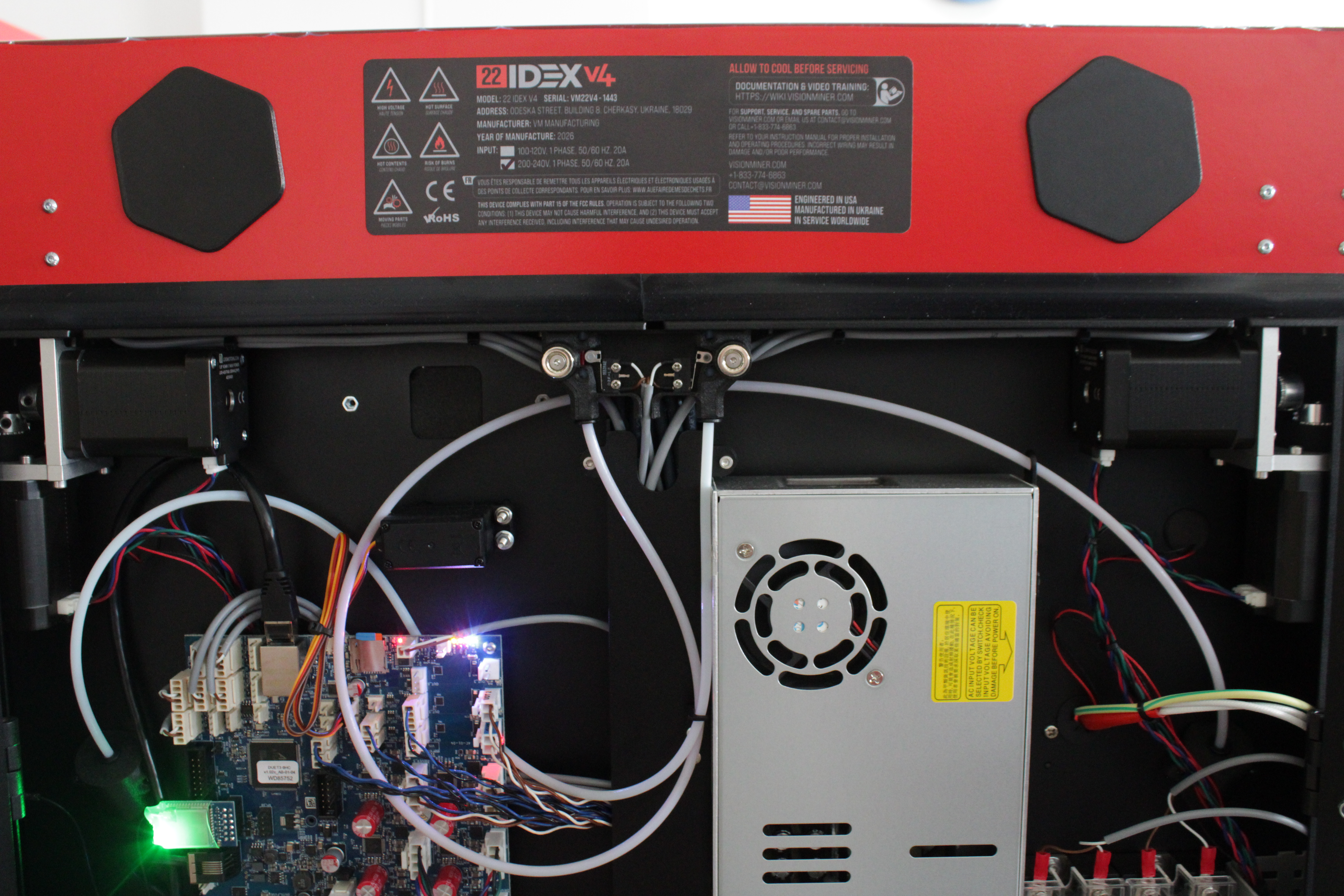 Rear electronics compartment showing Y-axis and tool motors