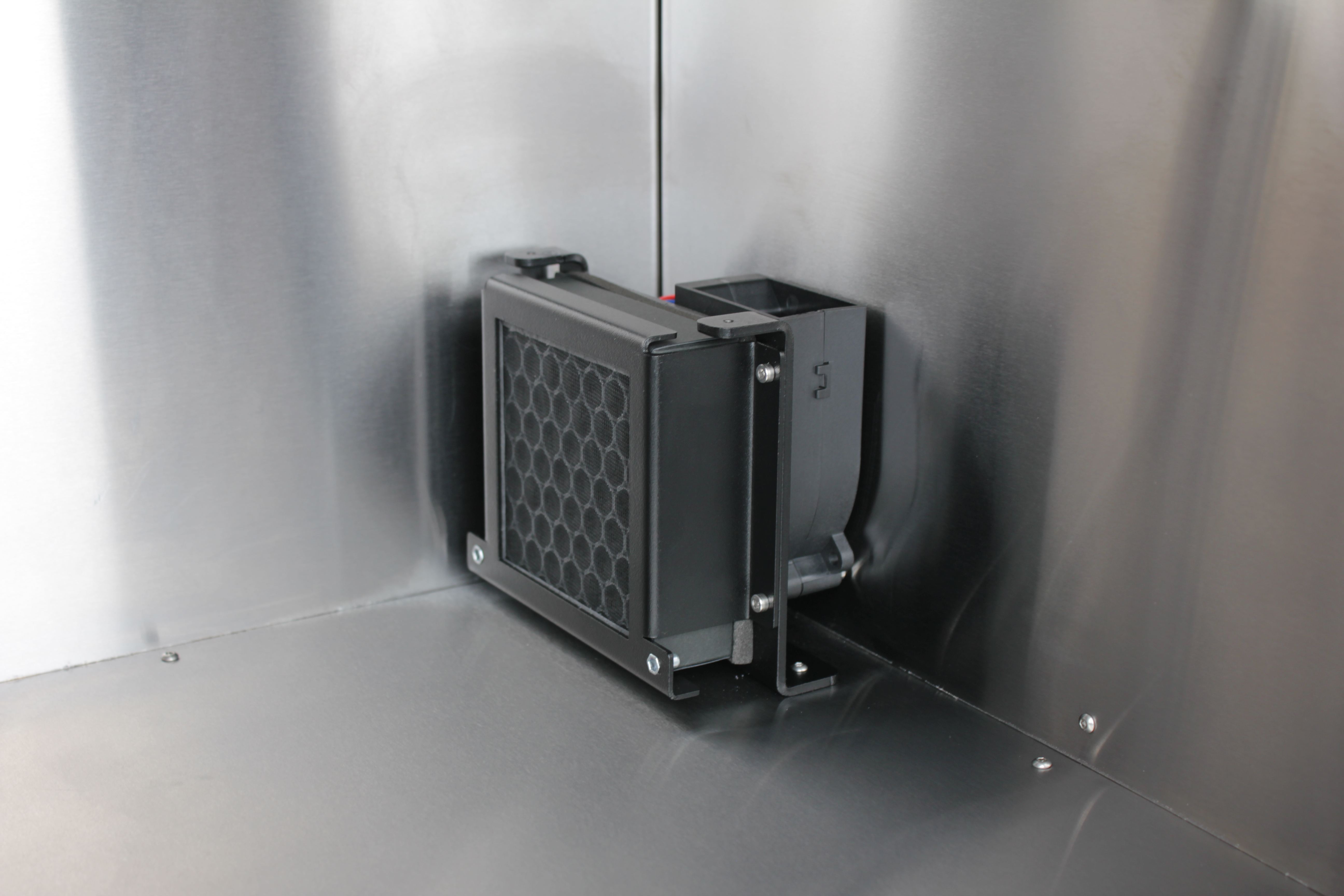 Housing removed \u2014 HEPA filter bracket visible