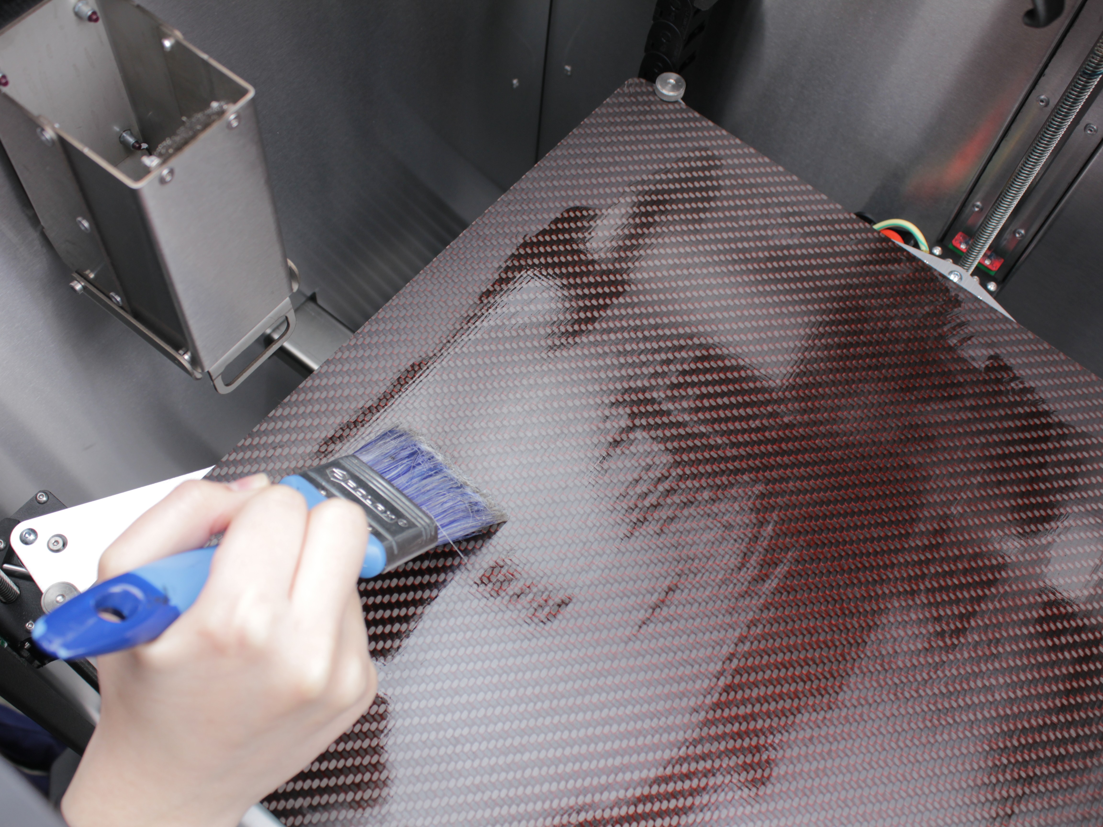 Applying diluted NPA directly with brush in horizontal strokes