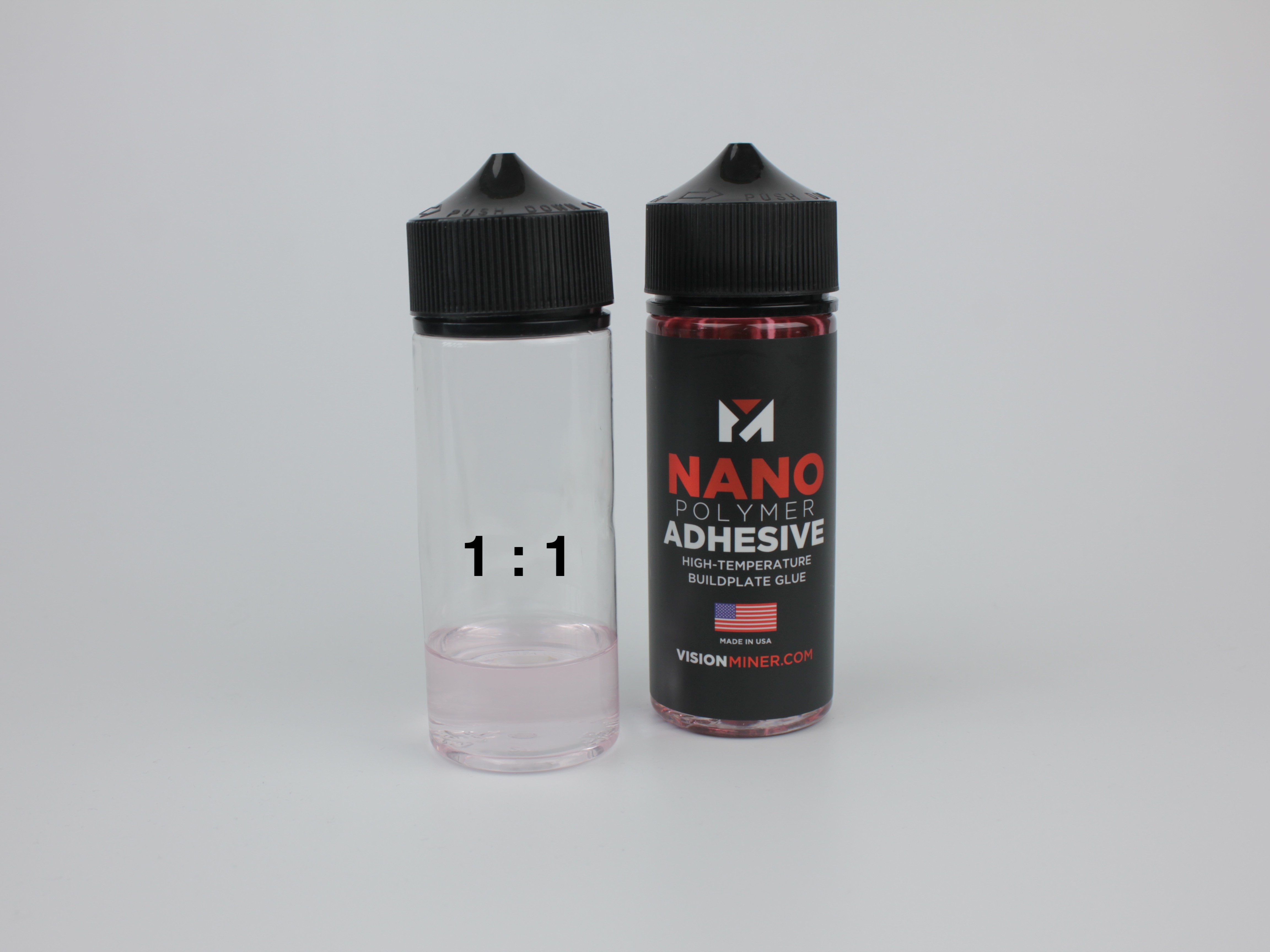 Glass jar with 1:1 mixture of NPA and IPA for diluted method