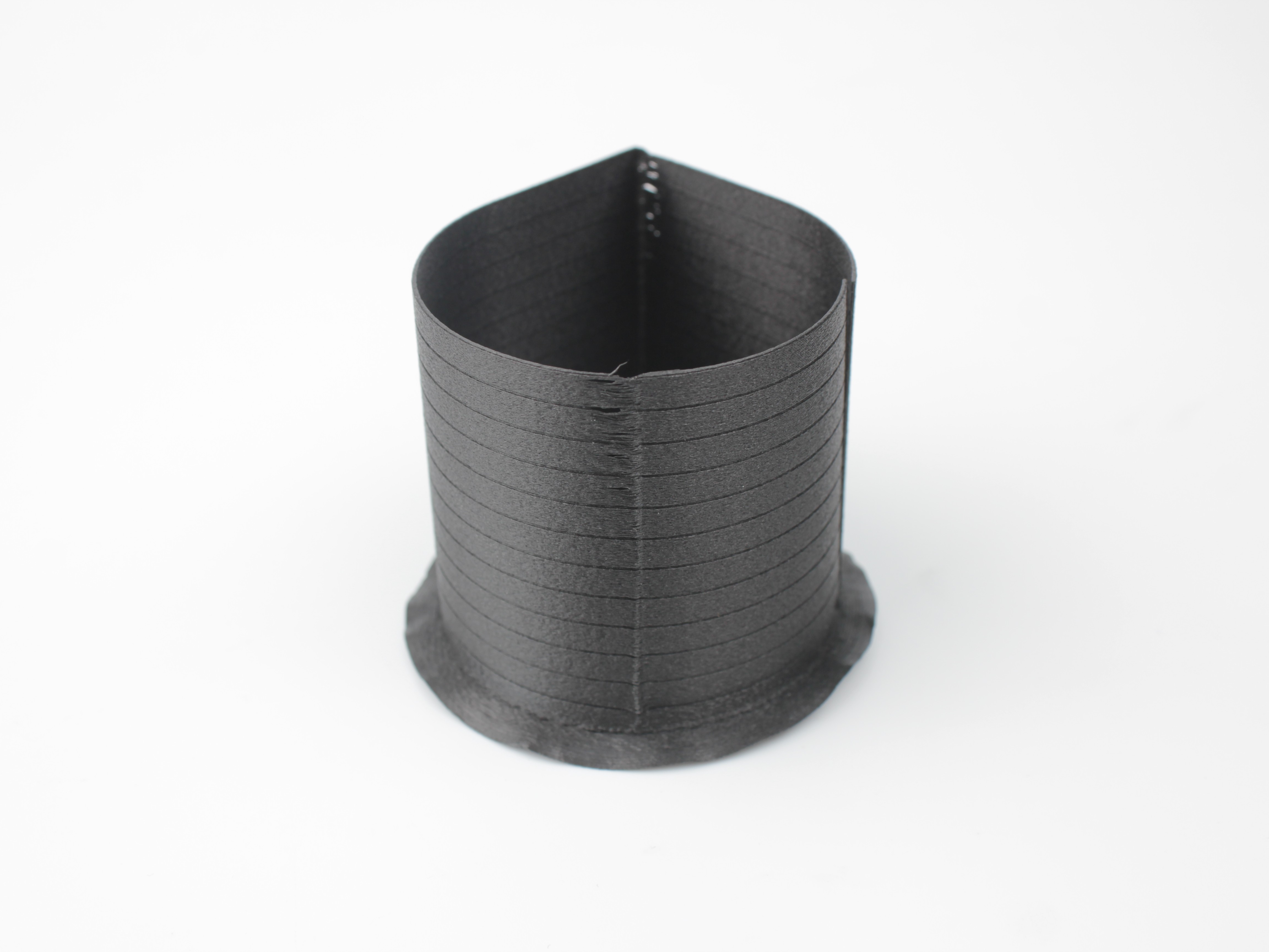 Pressure Advance test print showing the vertical seam running down the wall and a sharp corner on the same part