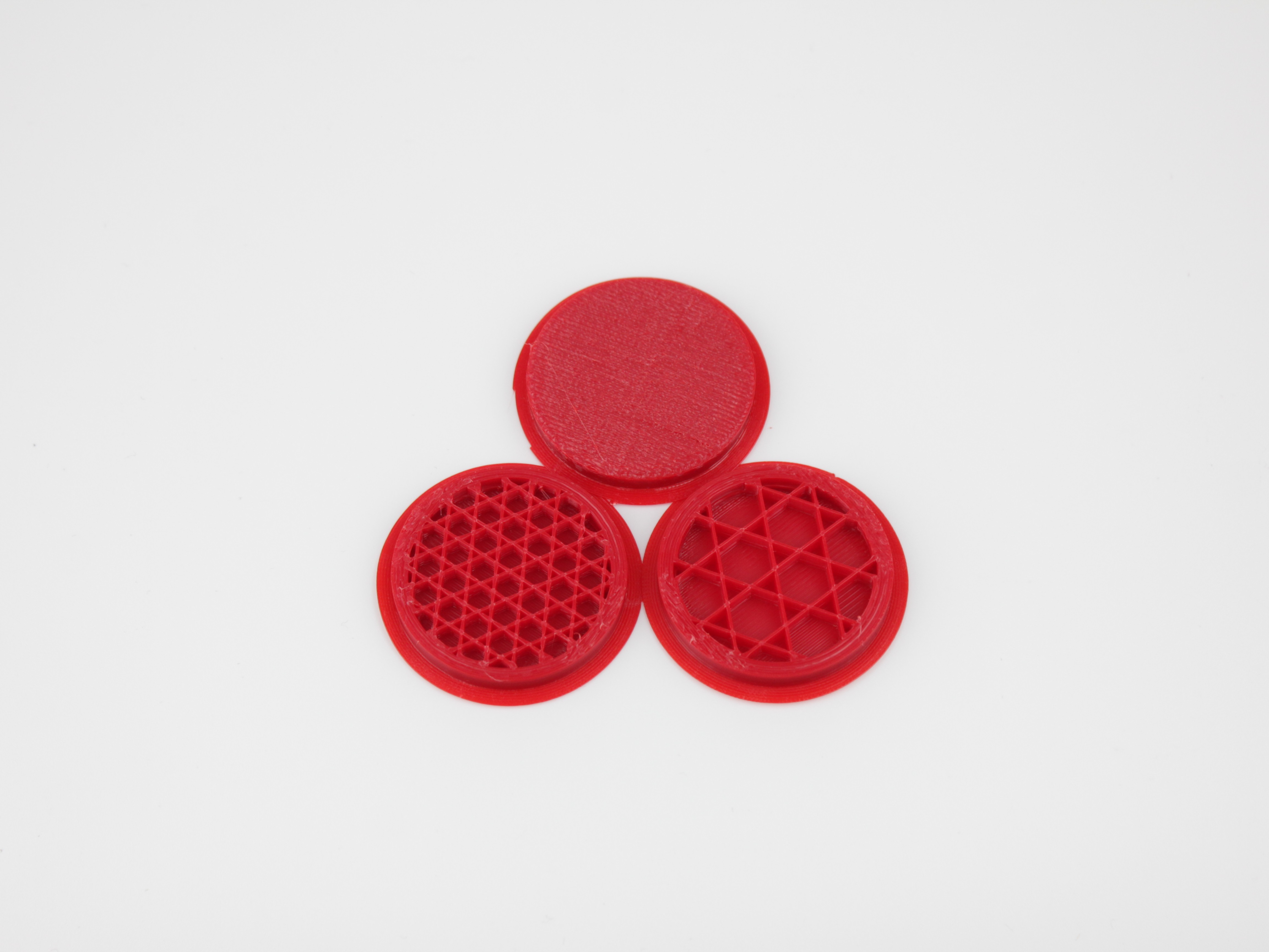 Comparison showing warping effects of 100% infill vs optimized shell strategy