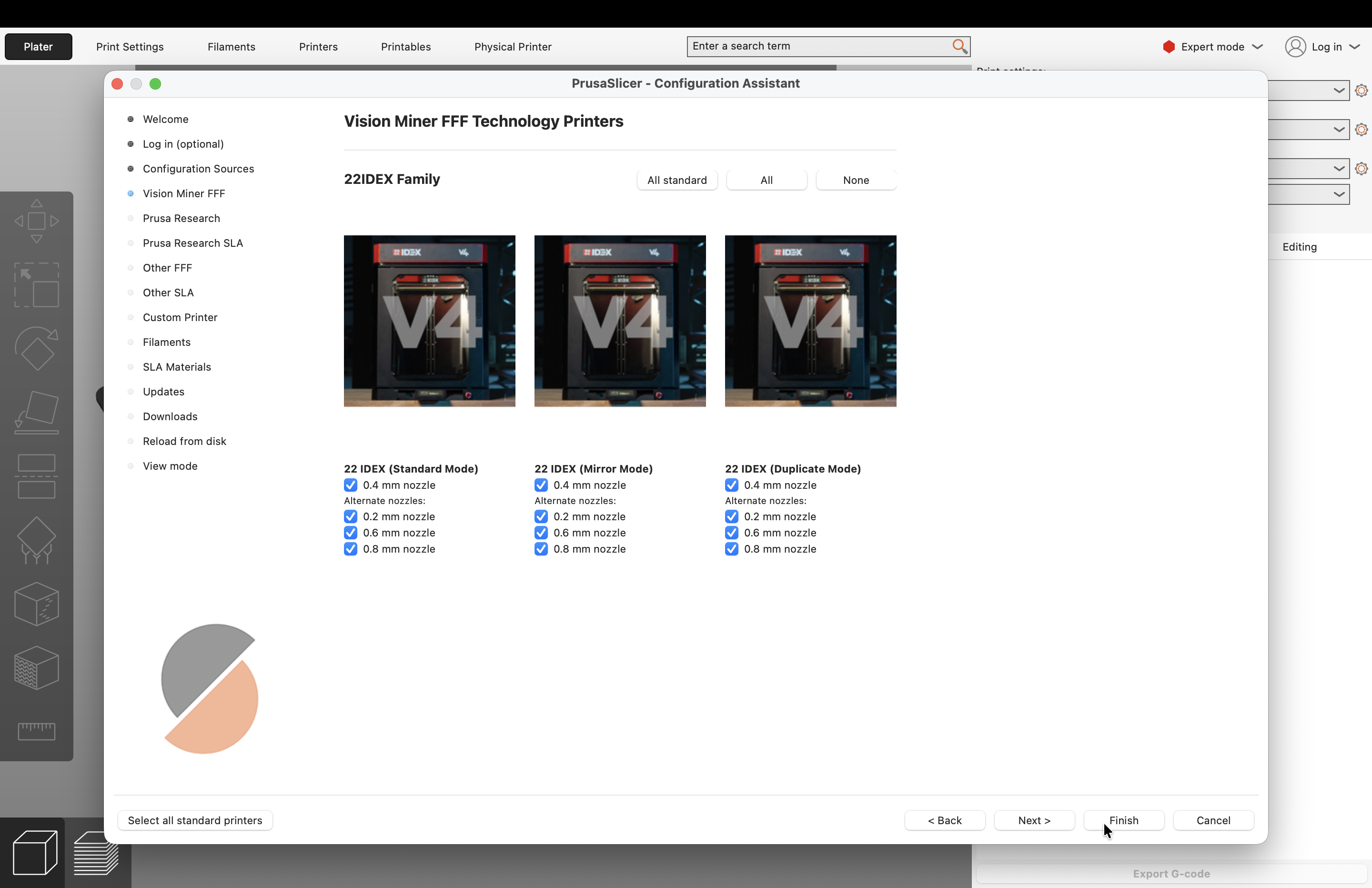 Configuration Wizard final page with Finish button to install profiles