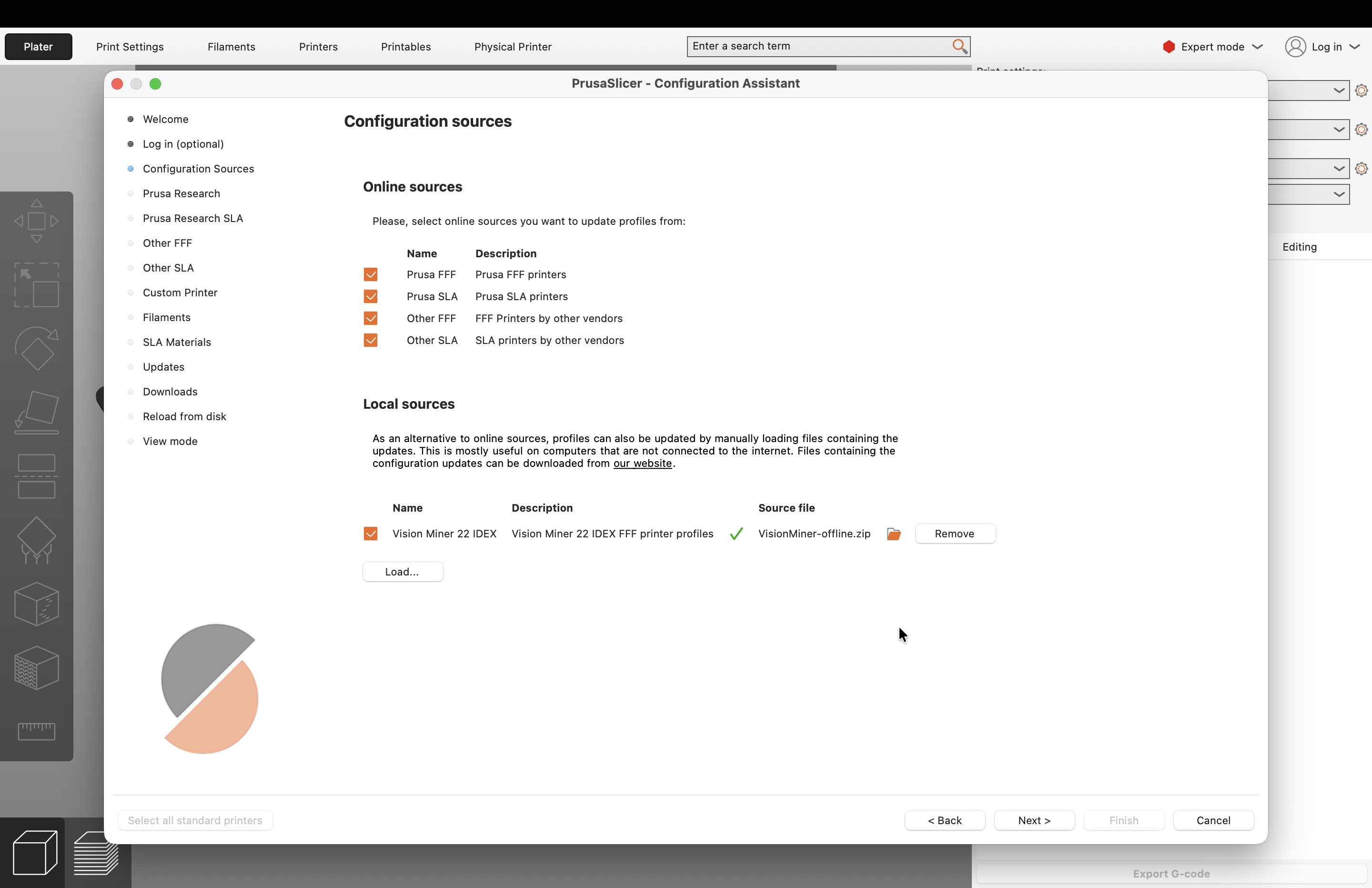 macOS file picker with VisionMiner-offline.zip selected