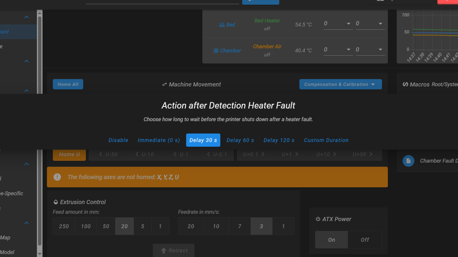 Action After Heater Fault options dialog.
