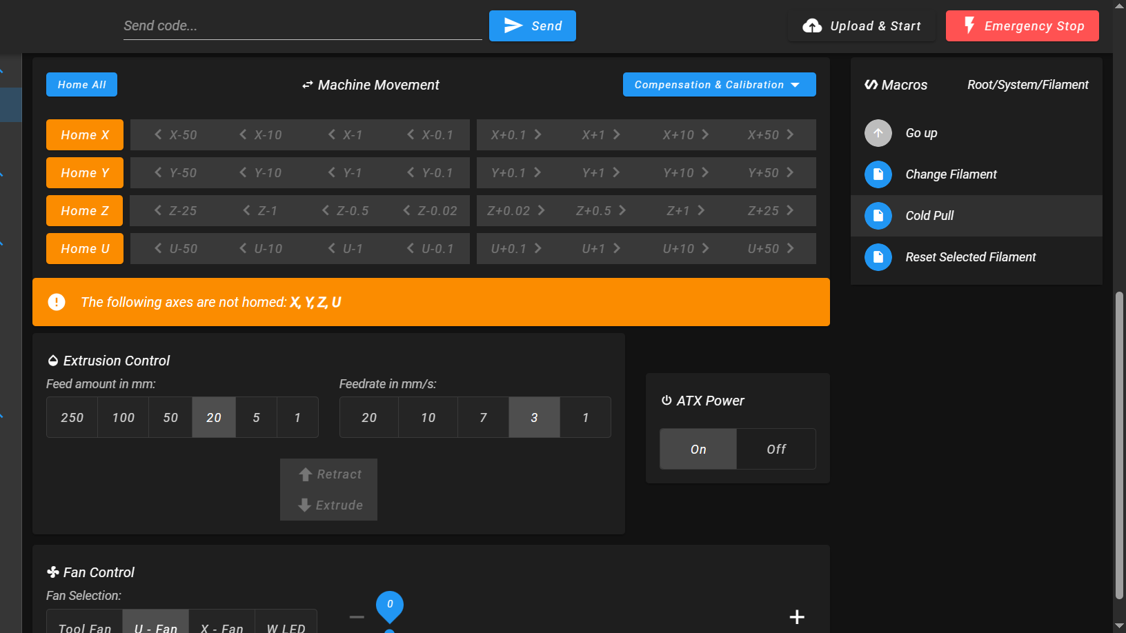 Web Interface Macros tab showing System folder and Cold Pull macro