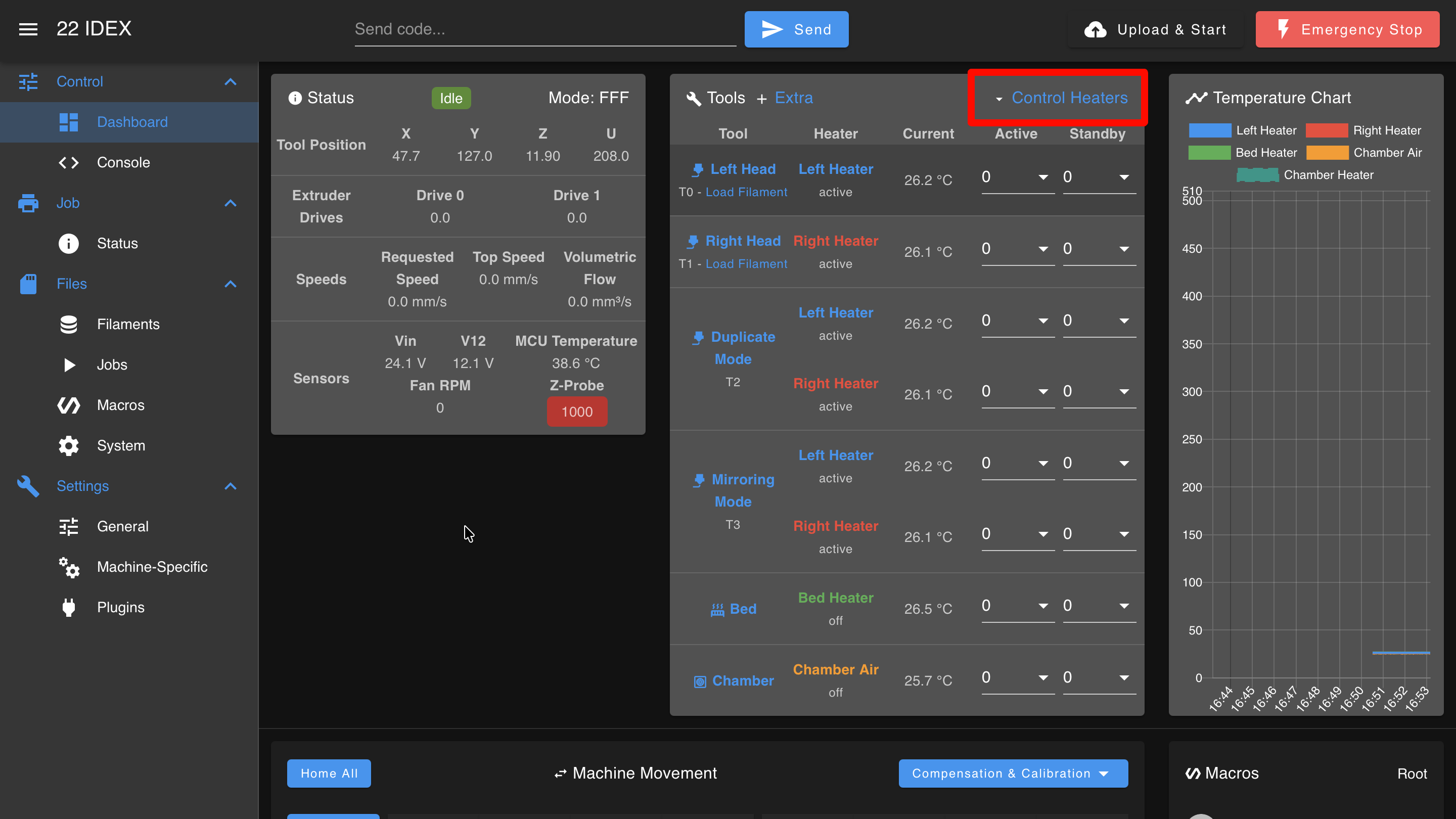 Control All menu showing global heater control options