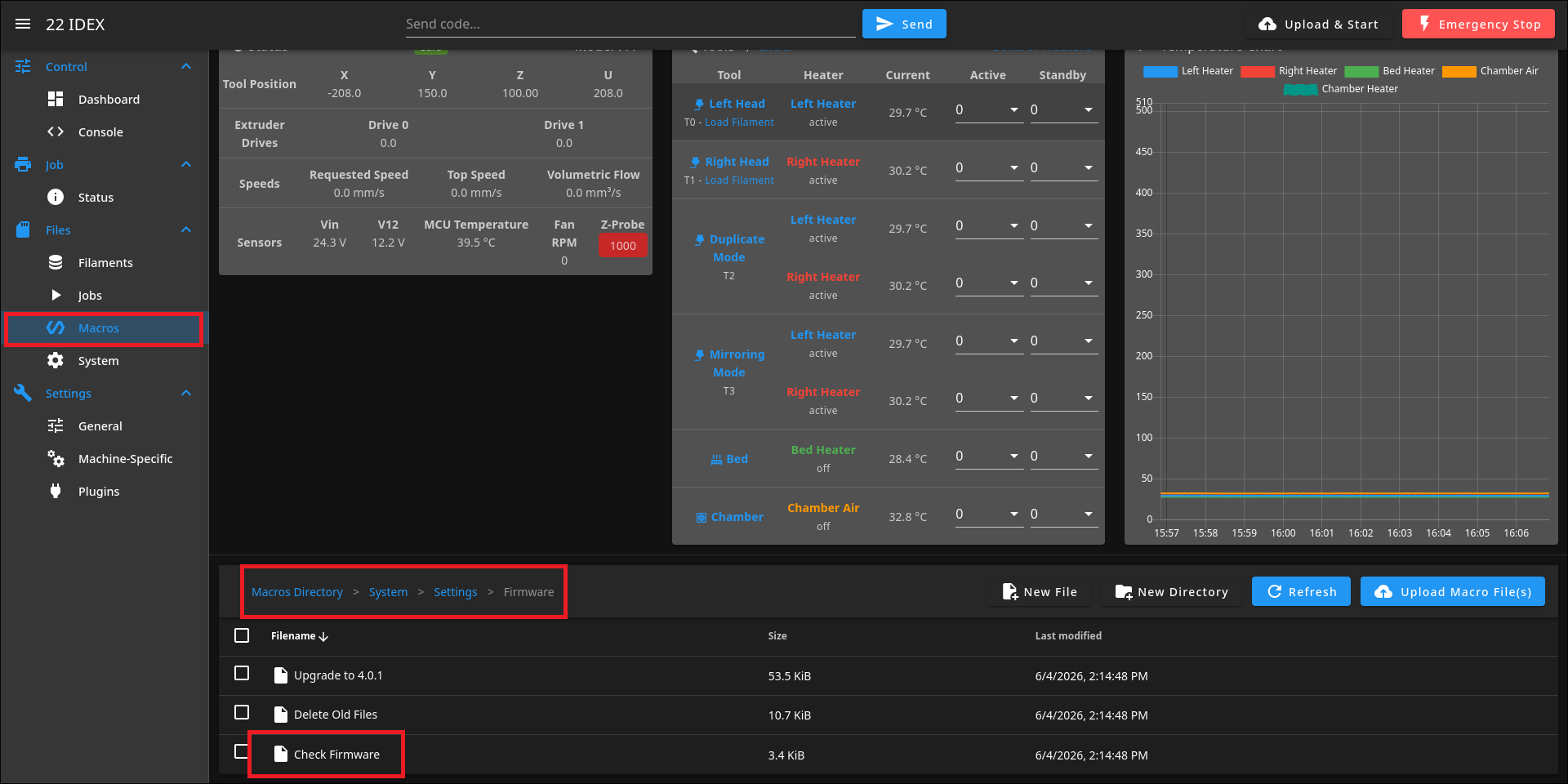 Check Firmware macro in System > Settings > Firmware