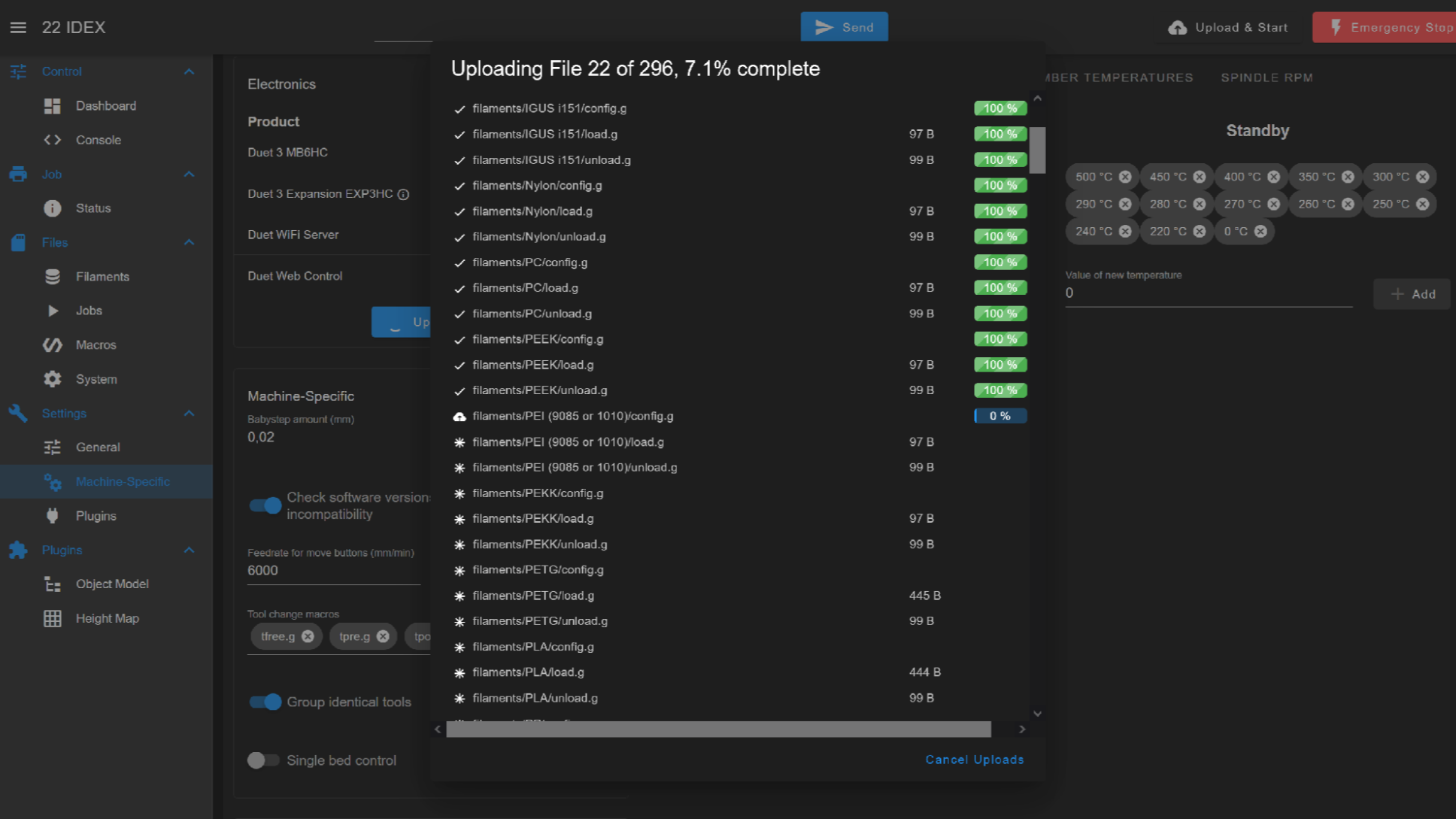 Update files being uploaded in the Web Interface