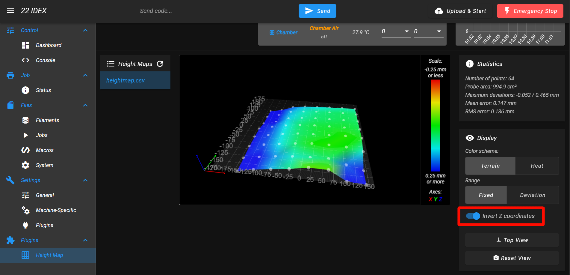 Height Map plugin with Invert Z coordinates option enabled
