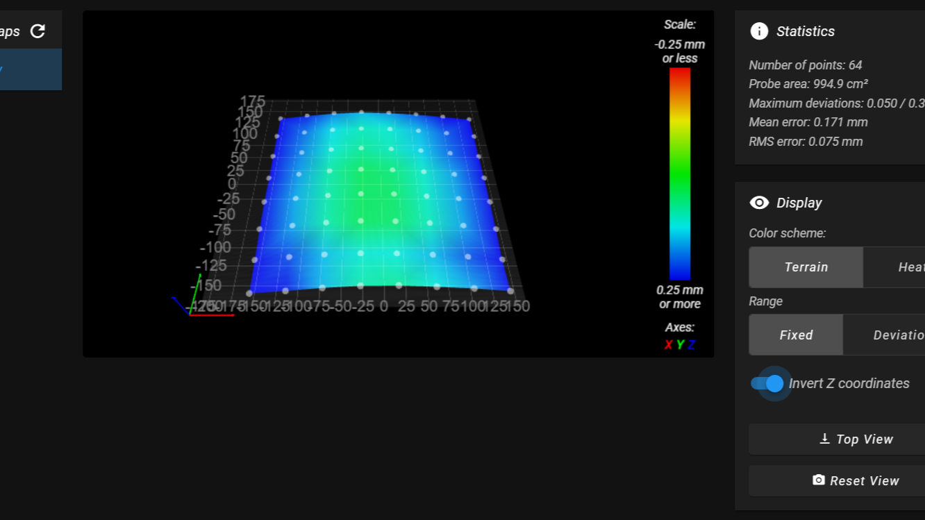 Height Map showing slight bow along X axis that needs correction