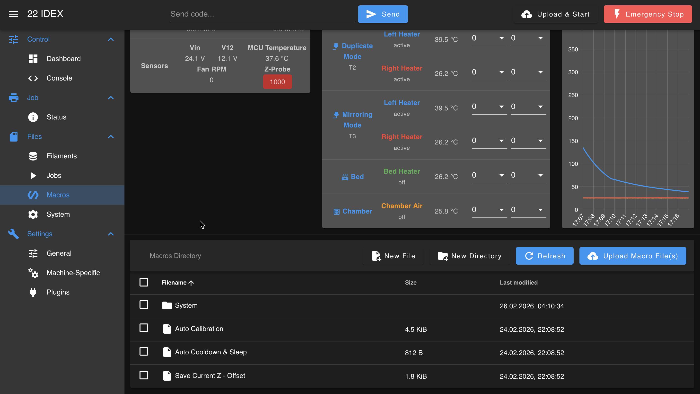 Macros list showing available system macros