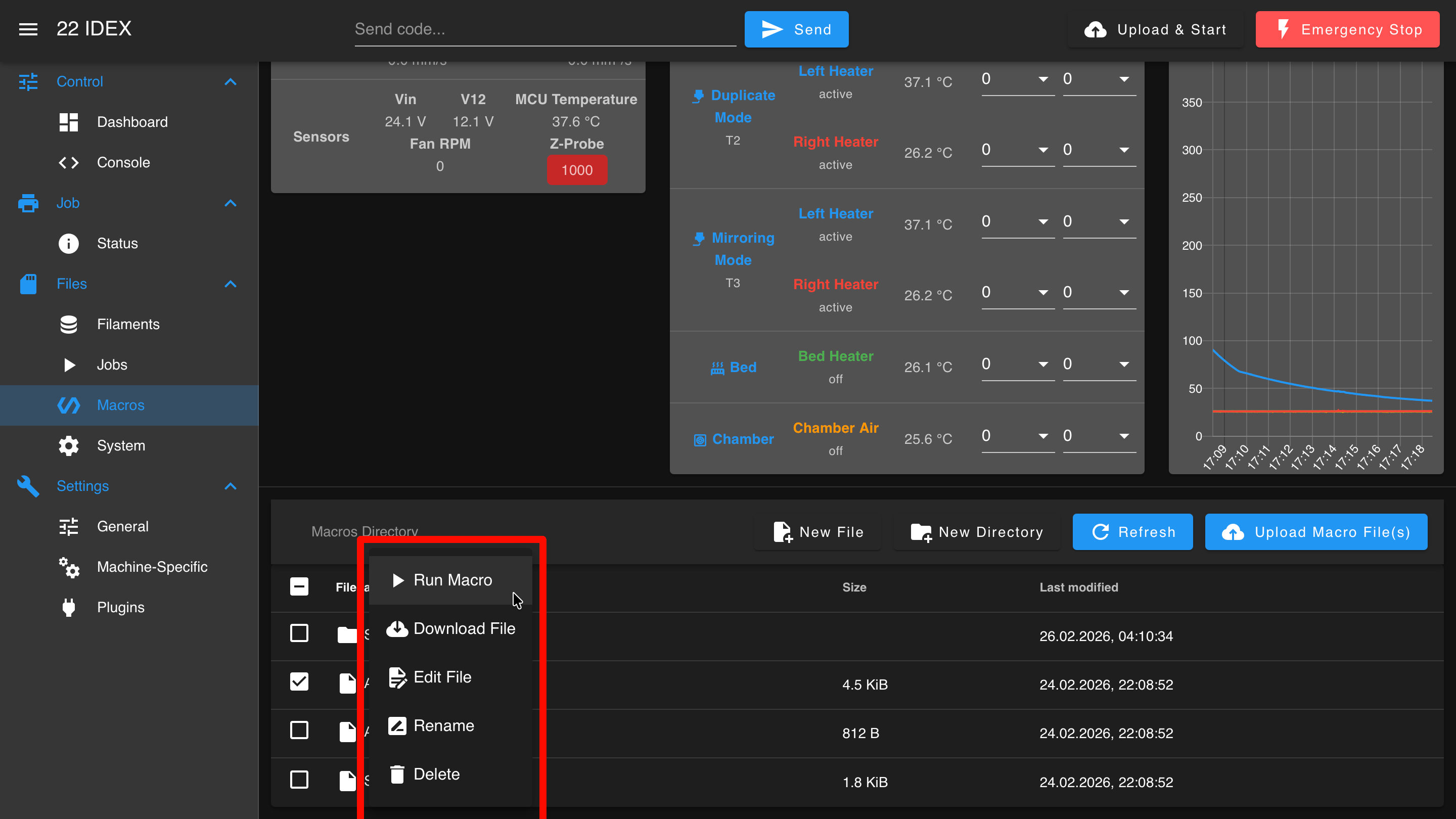 Macro right-click context menu showing Run, Download, Rename, Delete, and Edit options