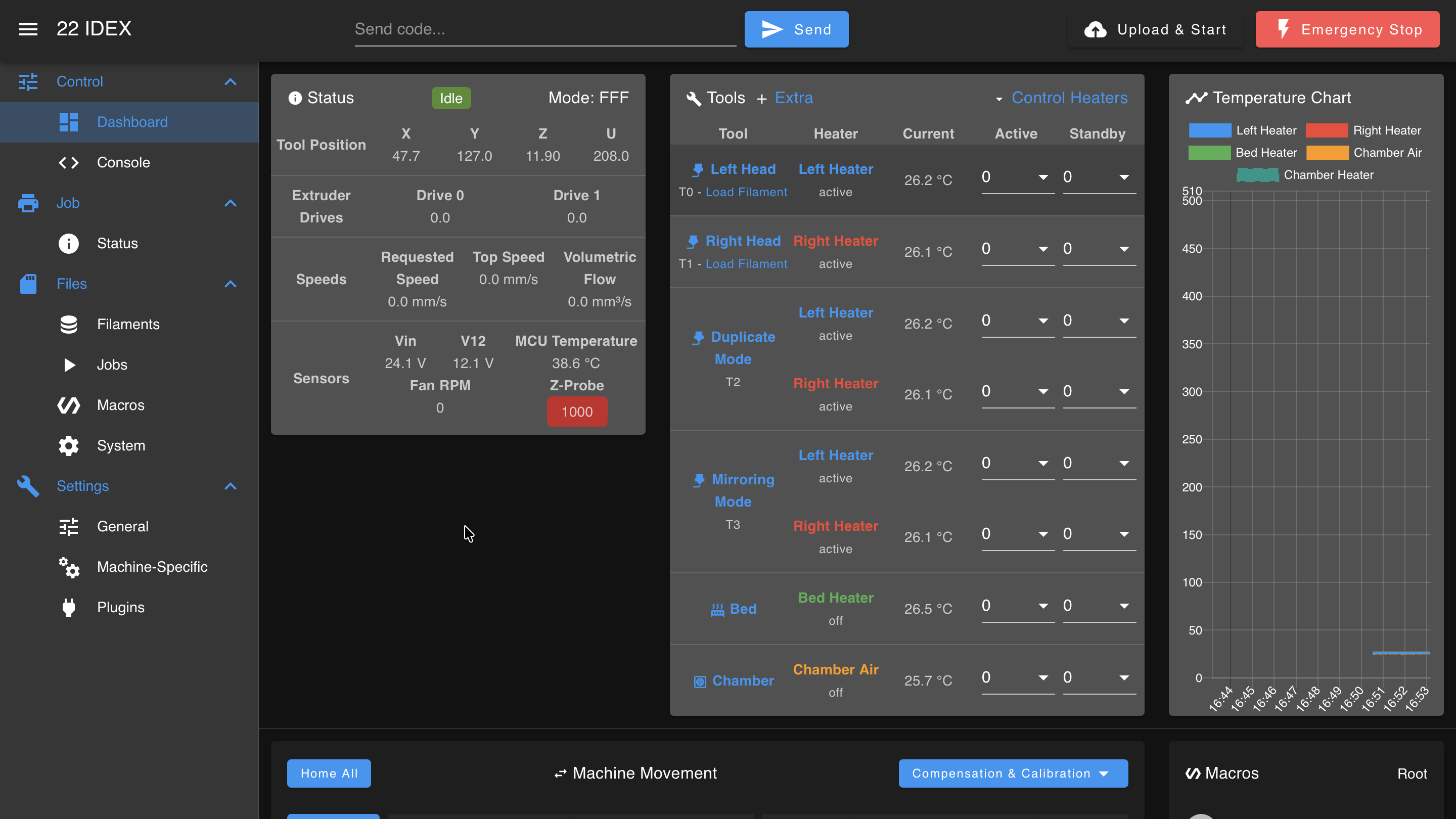 Web Interface overview showing header bar and main menu structure