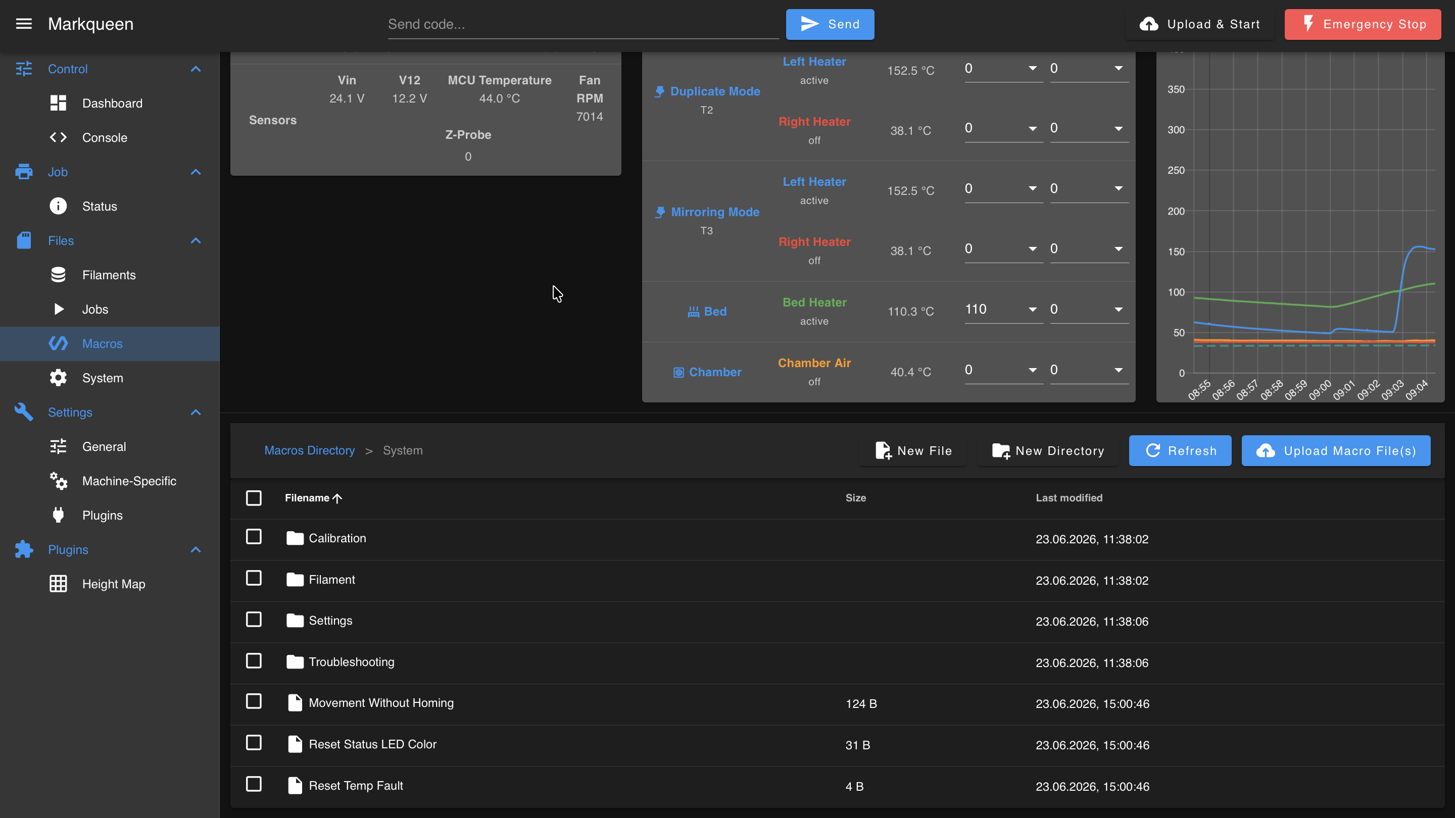 Web Interface left sidebar with the Macros item highlighted.