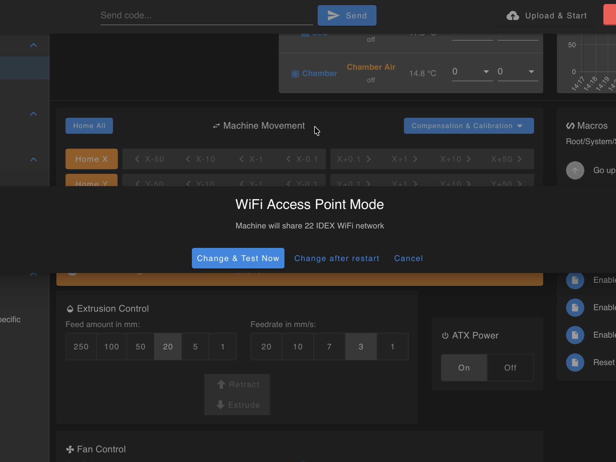 Enable WiFi Access Point Mode confirmation dialog