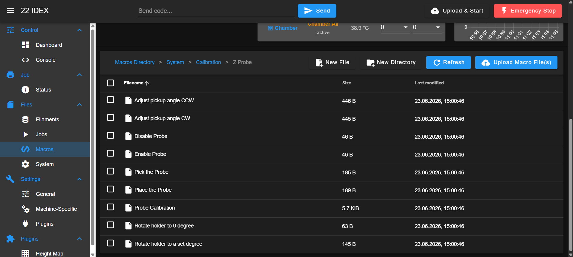 Web Interface \u2013 Macros path to System, Calibration, and Z Probe